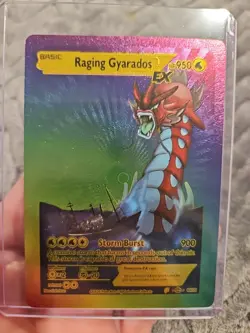 Raging Gyarados EX Rainbow Foil Fan Art Vinyl Collector Pokemon Card 06/21 - Image 1