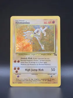 Pokemon TCG Hitmonlee Fossil Holo Rare Card 7/62 LP/MP Condition - Image 1