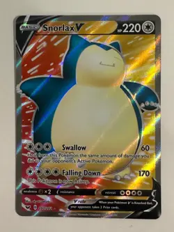 Snorlax V 197/202 Sword & Shield Full Art Ultra Rare Holo Pokemon Card Near Mint - Image 1