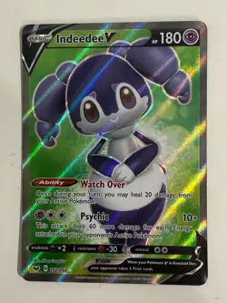 Pokemon Card Indeedee V 192/202 Sword & Shield Base Set Full Art NM - Image 1