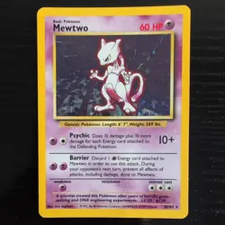 Pokemon TCG Mewtwo Base Set Holo Rare Card 10/102 WOTC 1999 - Image 1