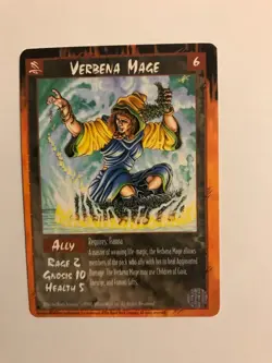 VERBENA MAGE : RAGE LEGACY of the Tribes CCG Ally card; 1996 werewolf TCG, Sept - Image 2