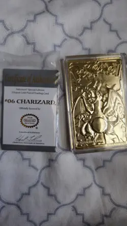 Rare 1999 Pokemon Charizard 23K gold-plated card with COA in Pokeball Case. - Image 3
