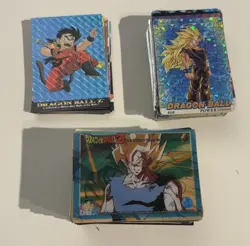 200+ VINTAGE DRAGON BALL Z CARDS WITH 32 HOLOS UNGRADED - Image 1