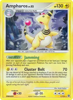 Ampharos 1/132 Non Holo Secret Wonders Pokemon Card LP - Image 1