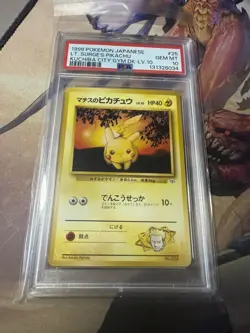 1998 POKEMON JPN KUCHIBA CITY GYM DECK LV.10 #25 LT. SURGE'S PIKACHU PSA 10 - Image 2