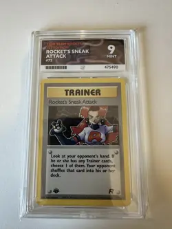 Pokemon TCG 1st Edition 2000 Rocket's Sneak Attack Team Rocket 72/82 Ace 9 Mint - Image 1