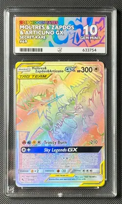 ACE 10 MOLTRES & ZAPDOS & ARTICUNO GX 69/68 HIDDEN FATES POKEMON PERFECT SUBS - Image 1