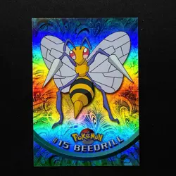 topps Pokemon TV Animation Series 1 Rainbow Holo Foil #15 Beedrill - Image 1