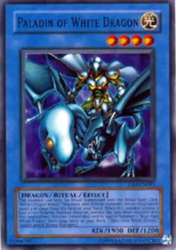 Heavily Played, English Yu Gi Oh Paladin of White Dragon - DR1-EN081 - Super Rar - Image 1