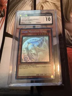 Yugioh CGC 10 Gem Mint Dark Magician Girl GFP2-EN177 Ghost Rare 1st Edition - Image 1