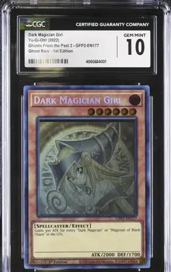 Yugioh CGC 10 Gem Mint Dark Magician Girl GFP2-EN177 Ghost Rare 1st Edition - Image 3
