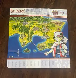 Pokemon Card Game POSTER & MAP ~ Arena Poster Vintage 1999 RARE Toys R Us - Image 1