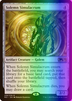 MTG Magic the Gathering Solemn Simulacrum (239/470) Core Set 2021 LP FOIL - Image 1