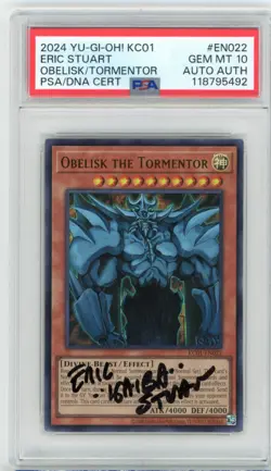 PSA GEM MT 10 Signed Eric Stuart Obelisk the Tormentor KC01-EN022 25th Anniv - Image 1