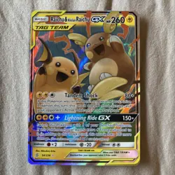 Raichu Alolan Raichu GX Holo Card 54/236 Unified Minds Tag Team Edition - Image 1