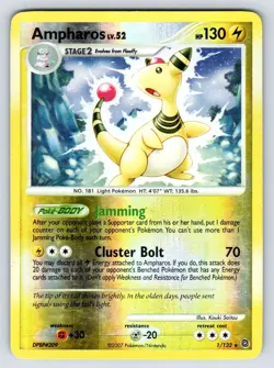 Ampharos 1/132 Secret Wonders Reverse Holo Rare Pokemon Card DMG - Image 1