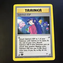 Pokemon Gym Heroes Sabrina's ESP 1st Edition Uncommon Trainer Card 117/132 - Image 1