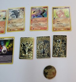Nintendo 1999 Pokemon 3 24k Gold Plated Bar & 9 cards and Pokemon groudon - Image 2
