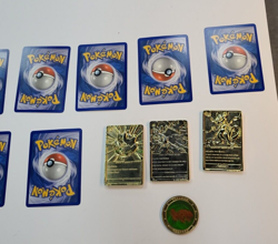 Nintendo 1999 Pokemon 3 24k Gold Plated Bar & 9 cards and Pokemon groudon - Image 5