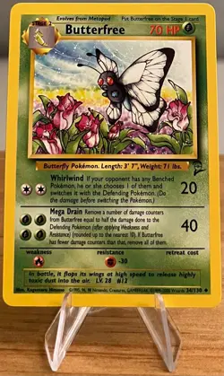 Butterfree #12 Non-Holographic Pokemon Card Near Mint 34/130 Uncommon Base Set 2 - Image 3