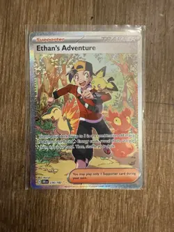 Pokemon TCG Destined Rivals Ethan's Adventure Full Art Trainer Card 236/182 SIR - Image 1