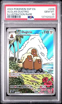 Alolan Dugtrio SAR 208/191 - Surging Sparks - PSA 10 GEM MINT IR Pokemon Card - Image 1