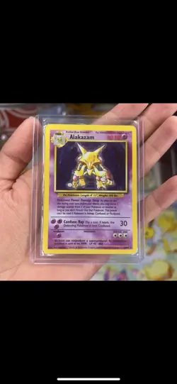 Pokemon TCG Alakazam Base Set Holo Card 1/102 Unlimited Holo Rare - Image 1