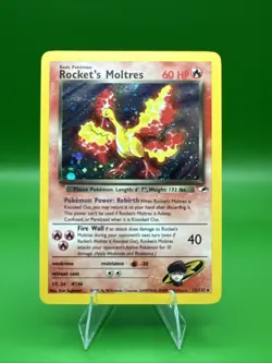 Pokemon TCG Rockets Moltres Holo Rare Card 12/132 Gym Heroes WOTC NM Pack Fresh - Image 1