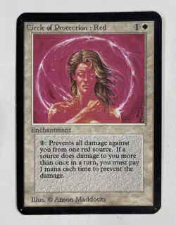 Circle Of Protection: Red Alpha MP Moderate Play MTG Magic The Gathering B - Image 1