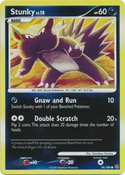 Pokemon - Stunky - 76/100 - Common - Reverse Holo - Majestic Dawn - NM - Image 1
