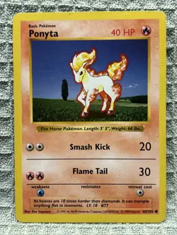 Ponyta 60/102 - Pokemon Base Set Shadowless WOTC - MP - Image 1