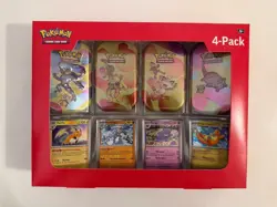 Pokemon TCG S&V 151 Mini Tin 4 Pack SEALED SAMS CLUB EXCLUSIVE - Image 1
