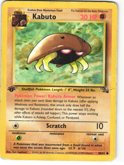 Kabuto Common Pokemon TCG Fossil 50/62 HP - Image 1