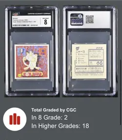 1997 Pokemon MEOWTH 1997 AMADA HYPER STICKER #255 CGC NM 8 - Image 1