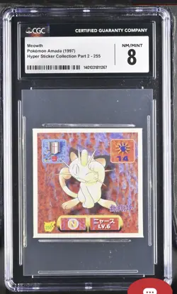 1997 Pokemon MEOWTH 1997 AMADA HYPER STICKER #255 CGC NM 8 - Image 2