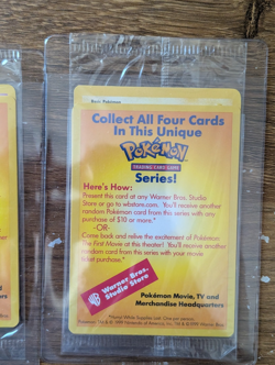 3x SEALED 1999 Pokemon Black Star Promo WB Movie Stamp PIKACHU DRAGONITE MEWTWO - Image 4
