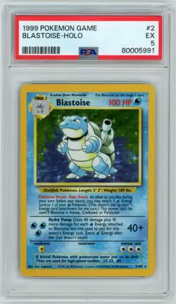 1999 Pokemon Blastoise 2/102 Holo Rare PSA 5 Base Set Original Vintage - Image 1
