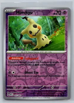 Mimikyu #037/091 SV: Paldean Fates Reverse Holo Rare - Pokemon Cards H23 - Image 1