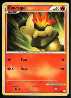 2010 HeartGold & SoulSilver Cyndaquil #61 Non Holo Pokemon Card - Image 1