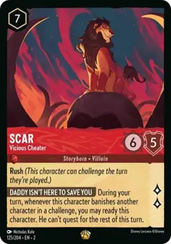 Lorcana Scar - Vicious Cheater NM Cold Foil Rise of the Floodborn - Image 1