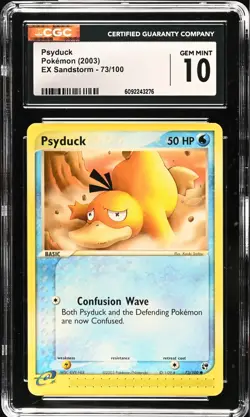 CGC 10 GEM MINT Psyduck 73/100 EX Sandstorm 2003 Vintage Pokemon Card - Image 1