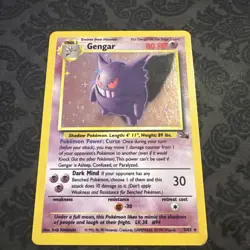 Pokemon TCG Gengar Fossil Holo Card 5/62 Unlimited Rare Vintage WOTC 1999 - Image 1