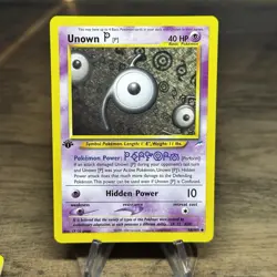 Unown P Neo Destiny Set Uncommon # 58/105 1st Edition Pokemon Card NM - Image 1