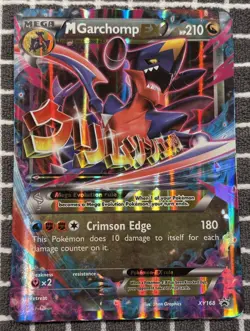 Pokemon Mega M Garchomp EX Black Star Promo Rare Holo Card XY168 NM JUMBO - Image 1