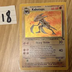 Pokemon TCG Kabutops Fossil Holo Rare Card 9/62 LP Condition 1999 WOTC Vintage - Image 1