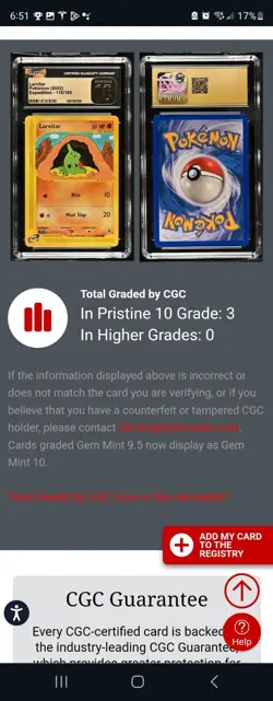 (POP 3) CGC 10 PRISTINE 2002 Pokemon Expedition Larvitar 116/165 EREADER CARD - Image 4