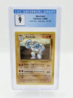 CGC 9 MINT Machoke 1999 Base Set 34/102 Pokemon Card - Image 1