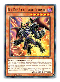 Red-Eyes Archfiend of Lightning - LDK2-ENJ03 - Common 1st Edition Yugioh - Image 1
