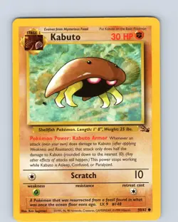 Pokemon TCG Kabuto Fossil 50/62 Unlimited Common Card WOTC LP-NM - Image 1